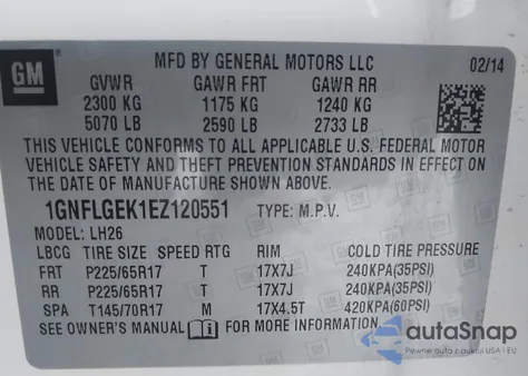 2014 Chevrolet Equinox 2Lt from USA, damaged, VIN 1GNFLGEK1EZ120551